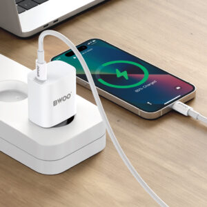 BWOO CDA159 PD sieninis įkroviklis 20W 1x USB-C jungtis + USB-C baltas - Image 5