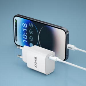 BWOO CDA159 PD sieninis įkroviklis 20W 1x USB-C jungtis + Lightning baltas - Image 5