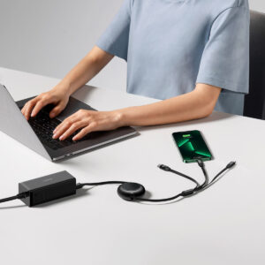 Baseus laidas Bright Mirror 2 3-in-1 USB – micro USB + Lightning + USB-C 1,1 m 66 W juodas ištraukiamas - Image 7