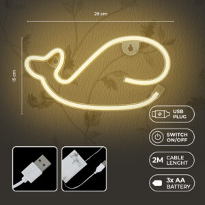 Neoninė LED lemputė BANGINIS šilta balta šikšnosparnis + USB FLNE09 Forever Light - Image 5