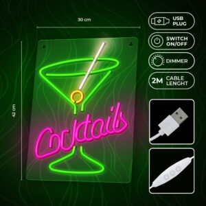 Neoninis PLEXI LED COCKTAILS rožinis žalias FPNE02X Forever Light - Image 5