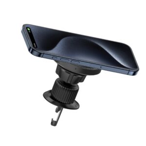 XO automobilinis magnetinis laikiklis CX025 su 15W belaidžiu indukciniu įkrovikliu, juodas, tvirtinamas į ventiliacijos groteles, skirtas MagSafe - Image 5