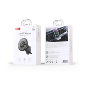 XO automobilinis magnetinis laikiklis CX025 su 15W belaidžiu indukciniu įkrovikliu, juodas, tvirtinamas į ventiliacijos groteles, skirtas MagSafe - Image 6