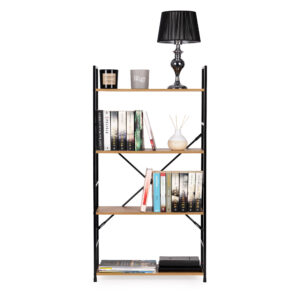 Moderni plati medinė lentyna su 4 lentynomis LOFT ModernHome - Image 4