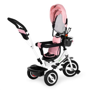 Triratis su besisukančiu stogeliu, patvariais guminiais ratais, rožinis ECOTOYS - Image 4