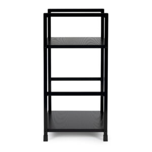 Moderni medinė knygų lentyna, naktinis stalielis su 2 lentynomis, LOFT juodas ModernHome - Image 4