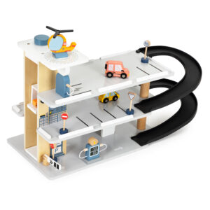 Didelis medinis garažas su liftu + automobiliai, sraigtasparnis, automobilių plovykla ECOTOYS - Image 4