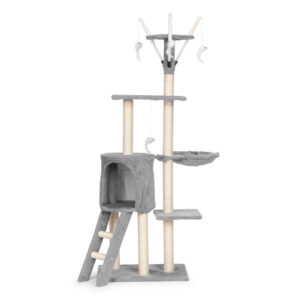 Katės draskyklė-namelis su gultu ir bokšteliu 134 cm pilka Petsi - Image 4