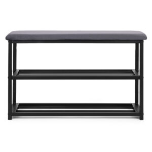 Apmuštas batų suoliukas su sėdyne 80 cm, 2 lentynos, ModernHome - Image 4