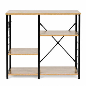 Virtuvės lentynų komplektas prieškambario spintelė 90 cm lentynos kabliukai loft stiliaus šviesaus ąžuolo ModernHome - Image 4