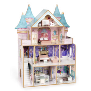 Medinis lėlių namelis Bella Castle, 4 aukštai, 5 kambariai, 15 baldų ECOTOYS - Image 4