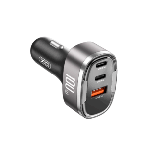 XO automobilinis įkroviklis CC61 PD QC 3.0 100W 1x USB 1x USB-C 1x Lightning pilkas - Image 2