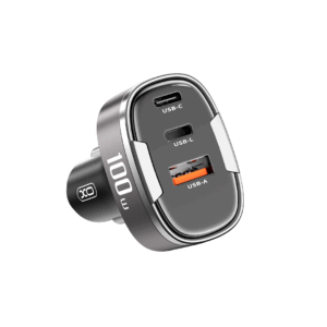 XO automobilinis įkroviklis CC61 PD QC 3.0 100W 1x USB 1x USB-C 1x Lightning pilkas - Image 3