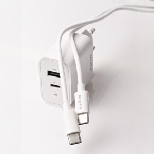 Maxlife MXTC-06-30AC PD QC įkroviklis 1x USB-C 1x USB 30W baltas + USB-C - USB-C laidas 60W - Image 3