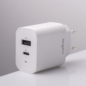 Maxlife MXTC-06-30AC PD QC įkroviklis 1x USB-C 1x USB 30W baltas + USB-C - USB-C laidas 60W - Image 8