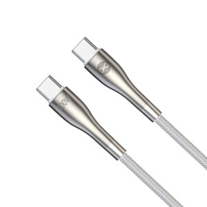 Forever Sleek laidas USB-C - USB-C 1,0 m 100W baltas
