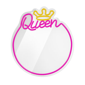 Neoninis VEIDRODIS LED QUEEN šiltai balta rožinė FMNE04 Forever Light
