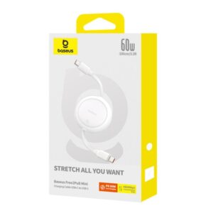 Baseus Free2Pull Mini įkrovimo laidas USB-C į USB-C 60W 1m Moon White - Image 4