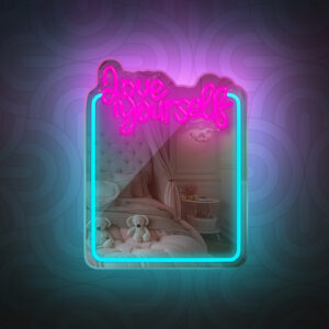Neoninis VEIDRODIS LED LOVE YOURSELF turkio spalvos rožinis FMNE01 Forever Light - Image 4