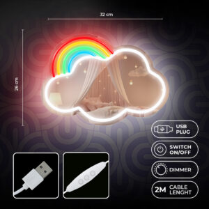 Neoninis MIRROR LED DEBESIES formos daugiaspalvis FMNE05 Forever Light - Image 5
