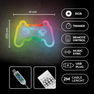 Neoninis LED RGB ŽAIDIMŲ PULTAS FLRNE04 + RC Forever Light - Image 3