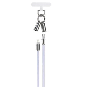 Devia laidas su dirželiu 2in1 PD USB-C - Lightning 1,2 m 27W violetinis - Image 2