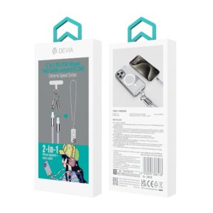 Devia laidas su dirželiu 2in1 PD USB-C - Lightning 1,2 m 27W violetinis - Image 3