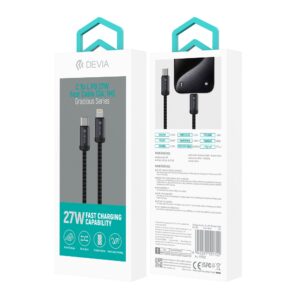 Devia laidas Gracious EC645 PD USB-C – Lightning 1,0 m 27W 3A juodas - Image 3
