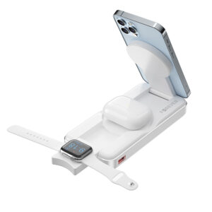 Forever belaidė išorinė baterija MATB-300 10000 mAh magnetinė 3in1 balta - Image 4