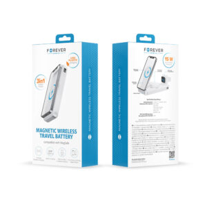 Forever belaidė išorinė baterija MATB-300 10000 mAh magnetinė 3in1 balta - Image 15