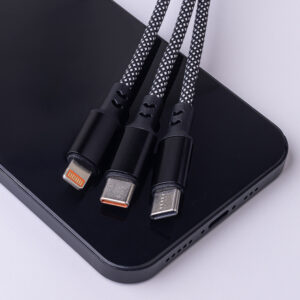 Maxlife ALLin1 laidas USB + USB-C – Lightning + 2x USB-C 1,0 m 66W juodas - Image 2