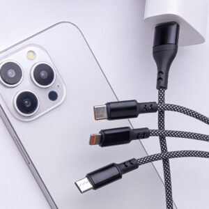 Maxlife ALLin1 laidas USB + USB-C – Lightning + 2x USB-C 1,0 m 66W juodas - Image 7
