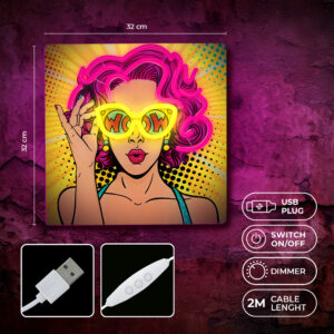 Neoninis ART LED šviestuvas POWER WOMAN geltonas-violetinis FLA02 Forever Light - Image 4