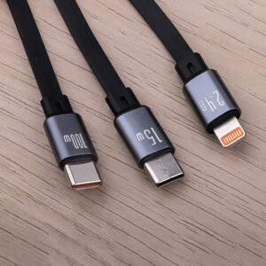 Forever 3in1 laidas USB - Lightning + 2x USB-C 1,2 m 100W juodas - Image 5