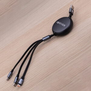 Forever 3in1 laidas USB - Lightning + 2x USB-C 1,2 m 100W juodas - Image 6