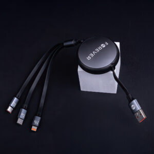 Forever 3in1 laidas USB - Lightning + 2x USB-C 1,2 m 100W juodas - Image 7