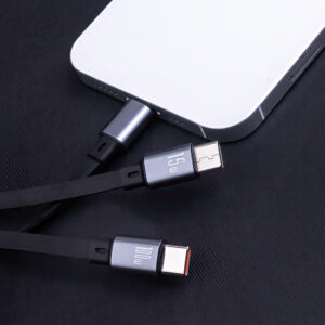 Forever 3in1 laidas USB - Lightning + 2x USB-C 1,2 m 100W juodas - Image 8