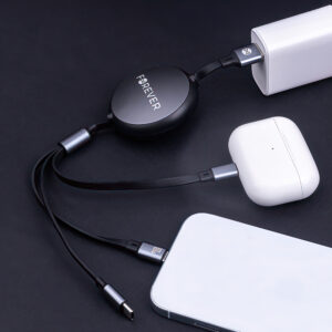 Forever 3in1 laidas USB - Lightning + 2x USB-C 1,2 m 100W juodas - Image 9