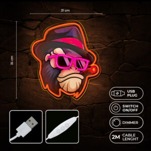 Neoninis LED paveikslas GANGSTA MONKEY daugiaspalvis FLA03 Forever Light - Image 4