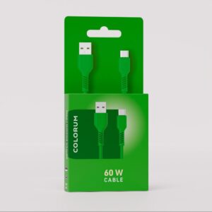 COLORUM laidas USB-A – USB-C 1,8m 3A CK60-AC-04 xGreen - Image 3