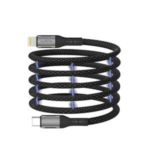 Maxlife MXUC-11 magnetinis laidas USB-C – Lightning 1,0 m 27W juodas nailoninis
