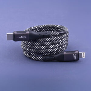 Maxlife MXUC-11 magnetinis laidas USB-C – Lightning 1,0 m 27W juodas nailoninis - Image 2