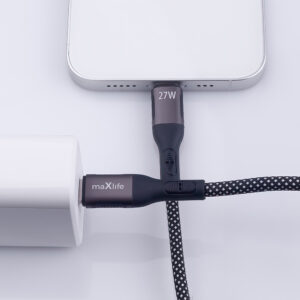 Maxlife MXUC-11 magnetinis laidas USB-C – Lightning 1,0 m 27W juodas nailoninis - Image 5