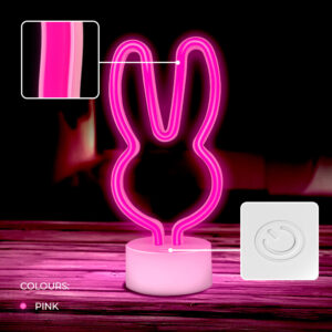 Neoninis LED šviestuvas su stovu RABBIT rožinis USB-C FSC-10 Forever Light - Image 3