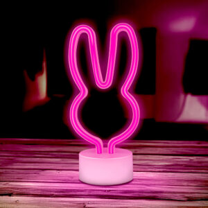 Neoninis LED šviestuvas su stovu RABBIT rožinis USB-C FSC-10 Forever Light - Image 5