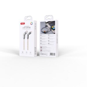 XO kabelis NB276 4w1 USB-C - Lightning + USB - USB-C 60W 1,0m pilkas - Image 2