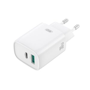 XO sieninis įkroviklis CE30 PD 30W 1x USB-C 1x USB baltas + laidas USB-C - Lightning - Image 4