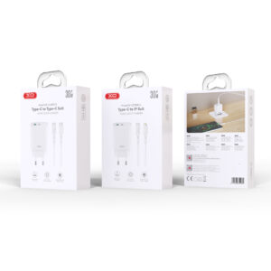 XO sieninis įkroviklis CE30 PD 30W 1x USB-C 1x USB baltas + laidas USB-C - Lightning - Image 7