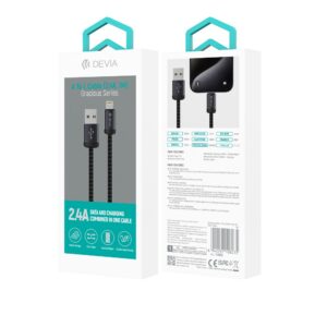 Devia laidas Gracious EC650 USB - USB-C 1,0 m 2,4A juodas - Image 3