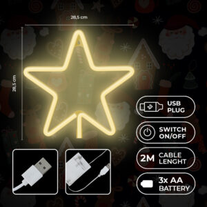 Neoninė LED KALĖDINĖ PENKIAKAMPĖ ŽVAIGŽDĖ šilta balta FLNE22 Forever Light - Image 5